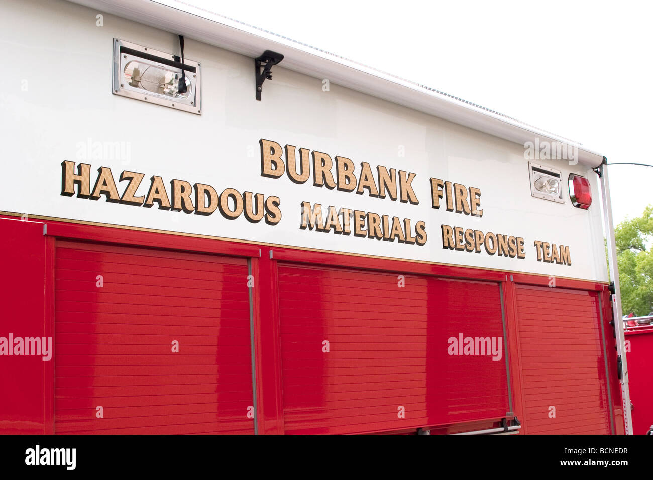 Burbank California Feuerwehr Gefahrgut-Lkw Stockfoto