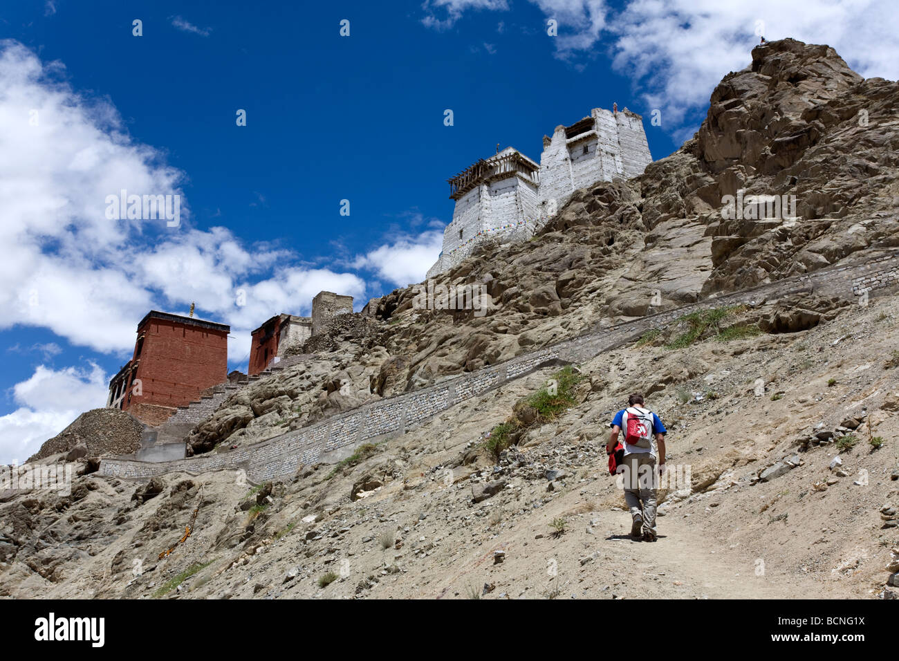 Touristischen Namgyal Tsemos Gompa angekommen. Leh. Ladakh. Indien Stockfoto