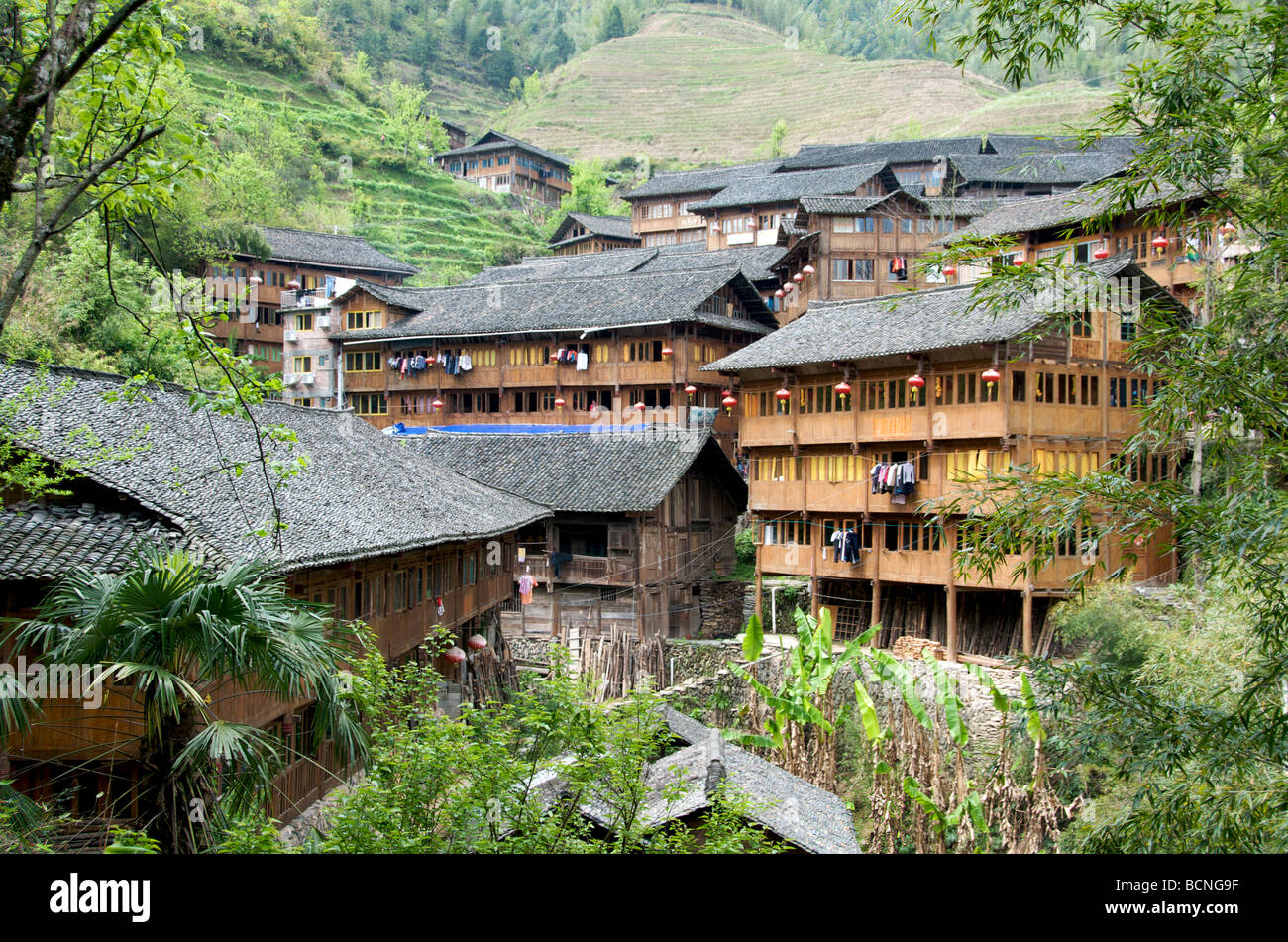 PINGAN Zhuang Minderheit Dorf Longsheng Guangxi China Stockfoto