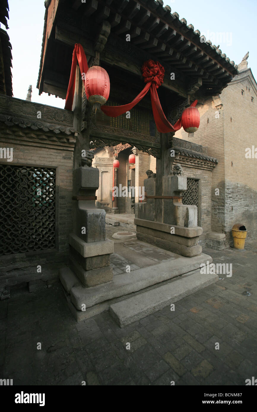 Eingang einer Qing-Dynastie Wohnhaus, Ding Dorf Linfen Grafschaft, Provinz Shanxi, China Stockfoto