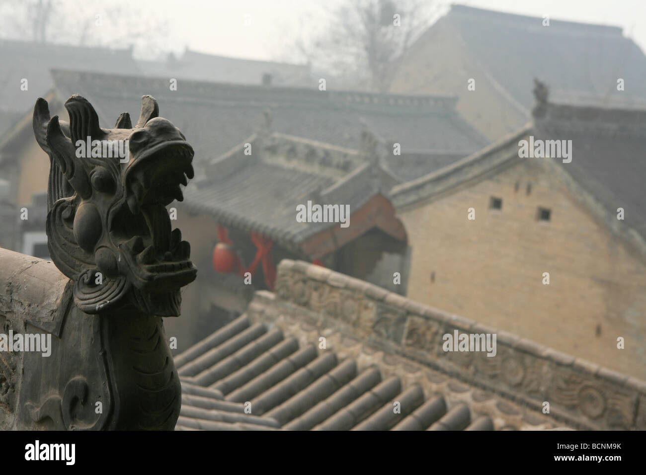 Blick auf die Höfe der Qing-Dynastie Wohnhaus, Ding Dorf Linfen County, Provinz Shanxi, China Stockfoto