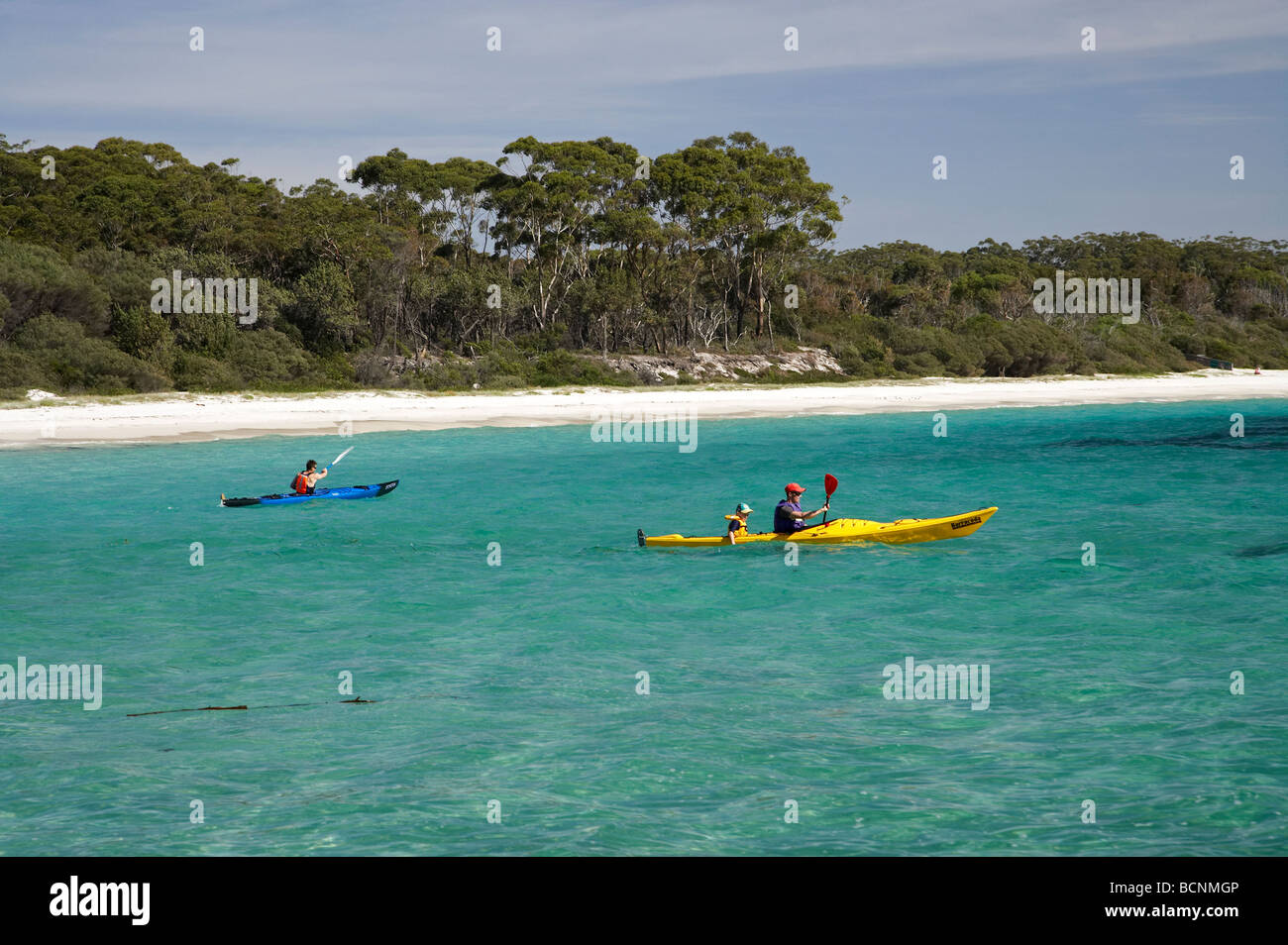 Kajaks grün Patch Strand Booderee National Park Jervis Bay Territory Australien Stockfoto