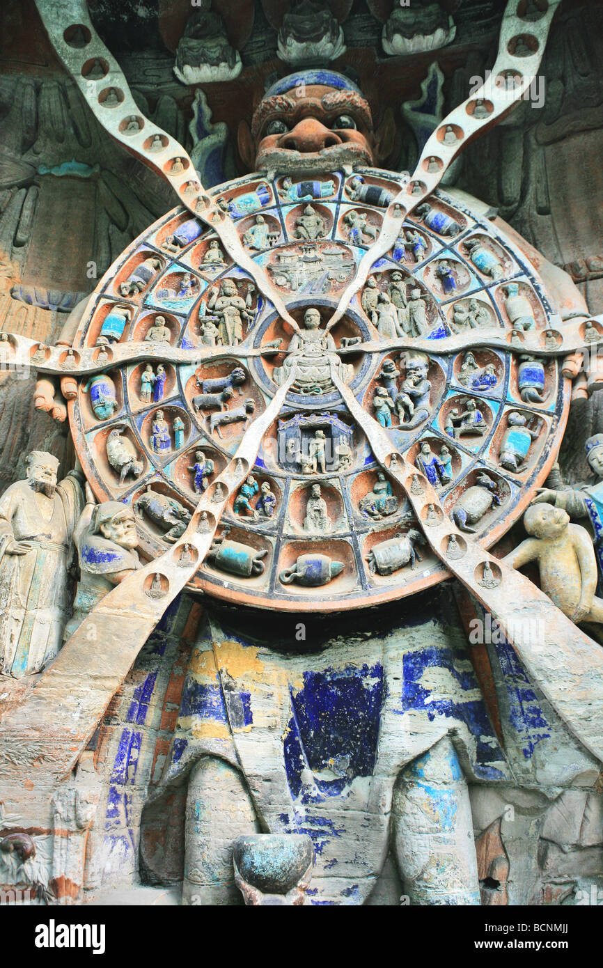 Sechs Möglichkeiten, Seelenwanderung, Dazu Grotte, Chongqing, China Stockfoto