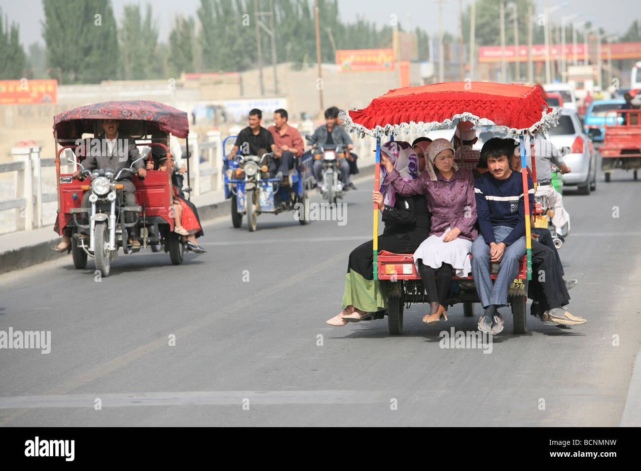 Straßenszene von Kashgar, Kashgar Präfektur, Uigurischen Autonomen Gebiet Xinjiang, China Stockfoto