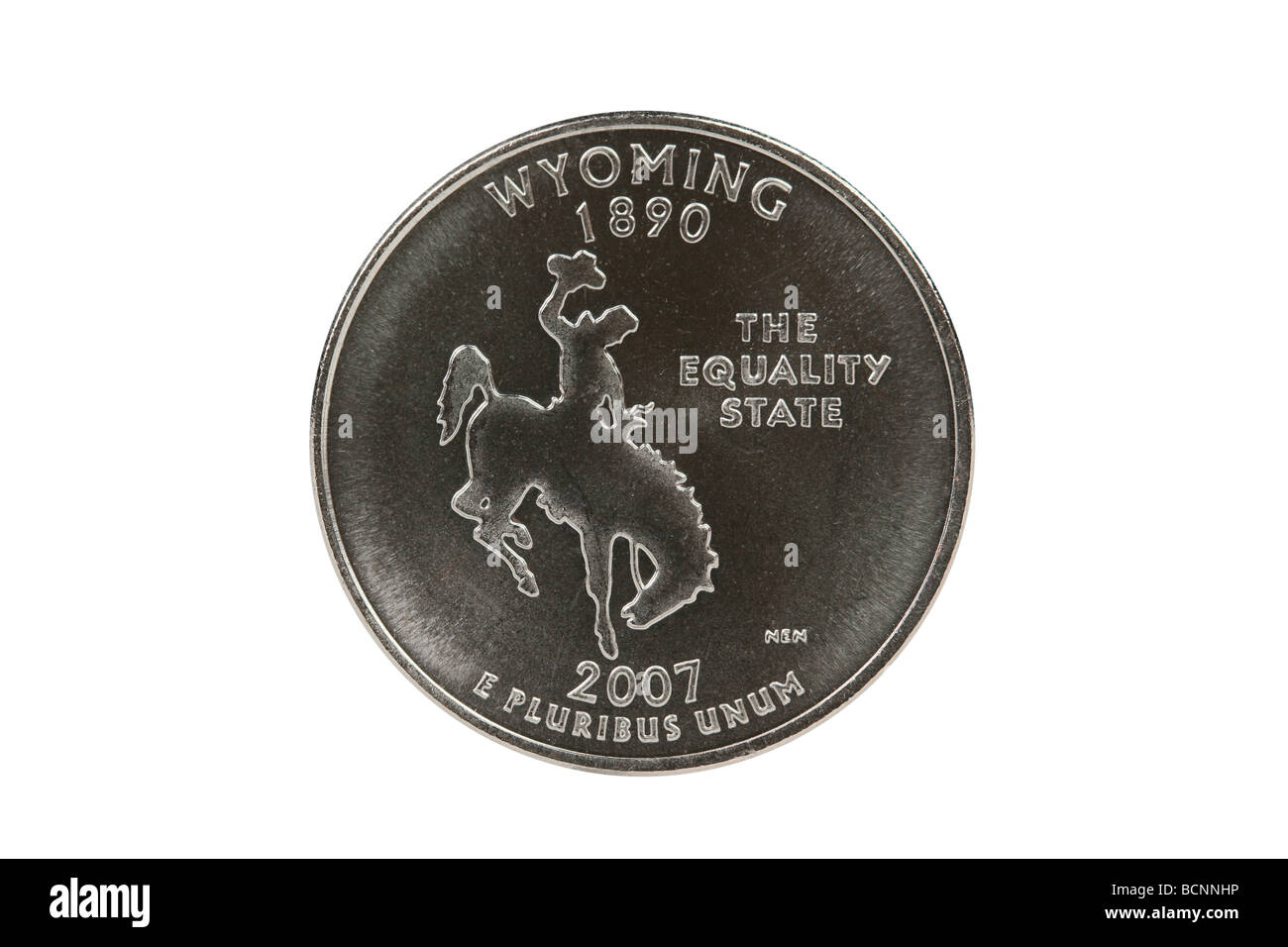 Wyoming State Quarter-Münze mit Beschneidungspfad. Stockfoto