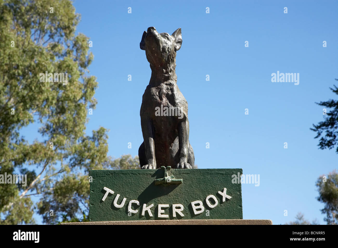Hund auf die Tuckerbox Statue Gundagai südlichen New South Wales Australien Stockfoto