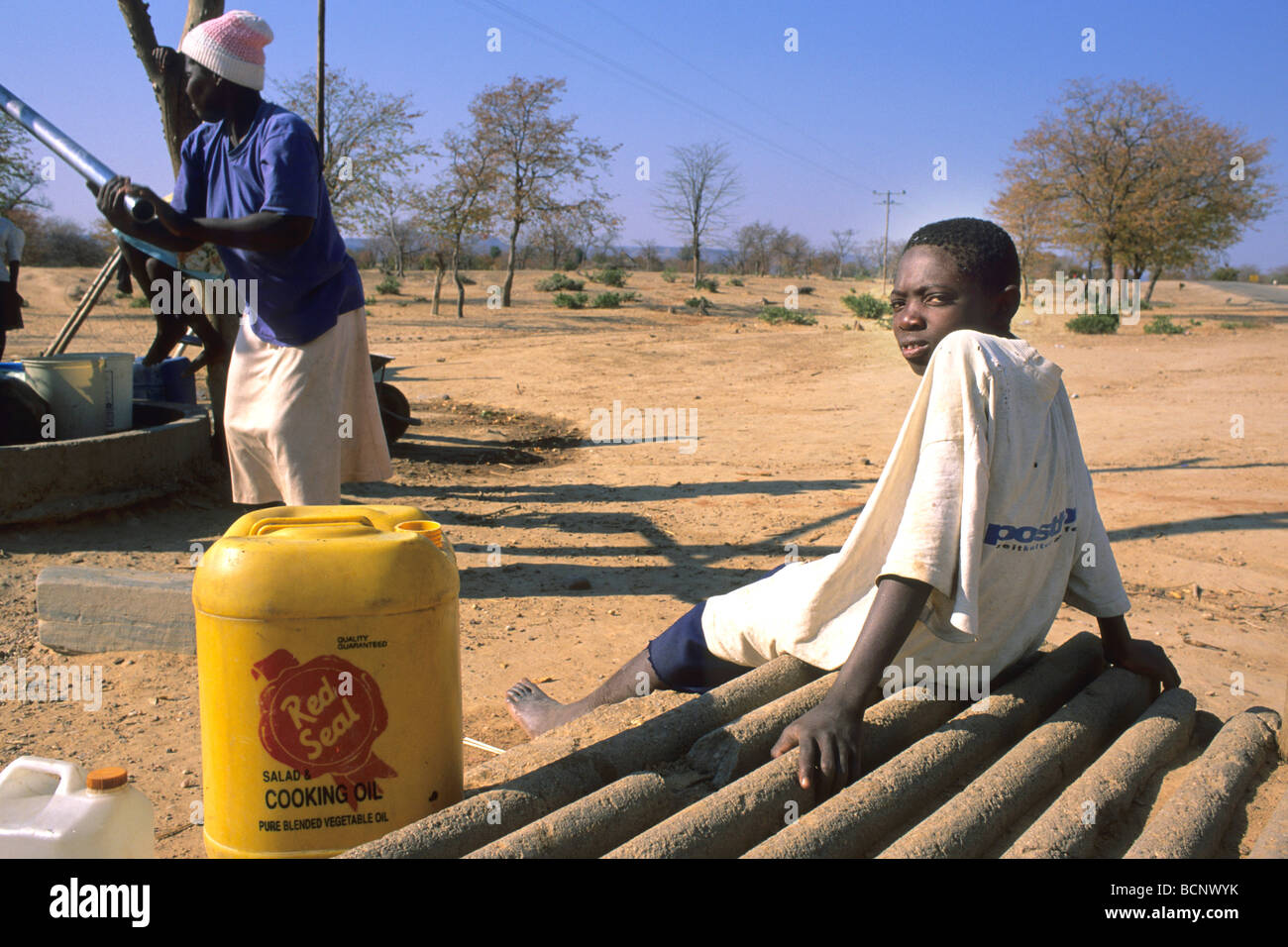 Die Wasserversorgung in der Nähe von Pomp Gway Simbabwe Stockfoto