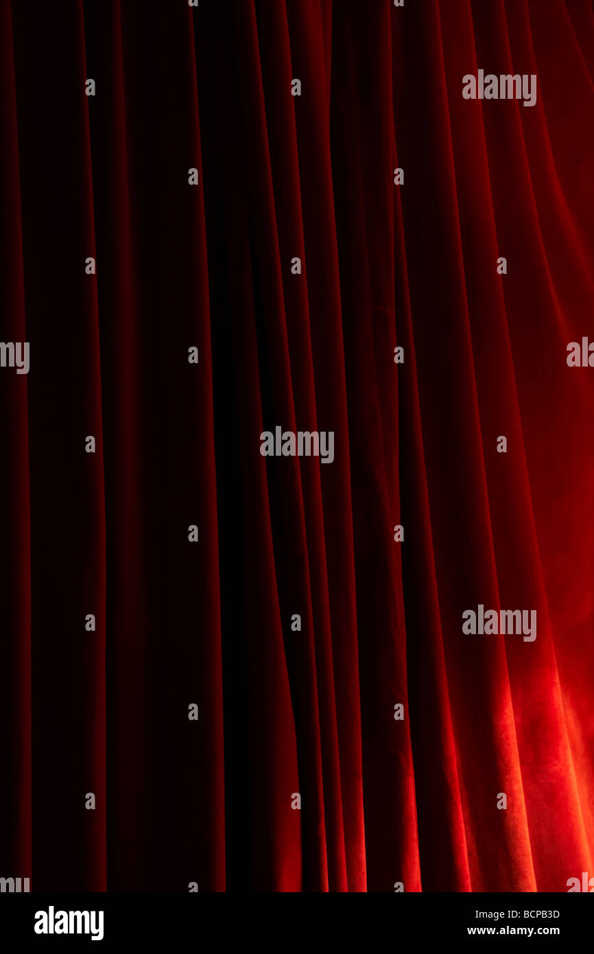 ClosC, der rote Samtvorhänge Stockfoto