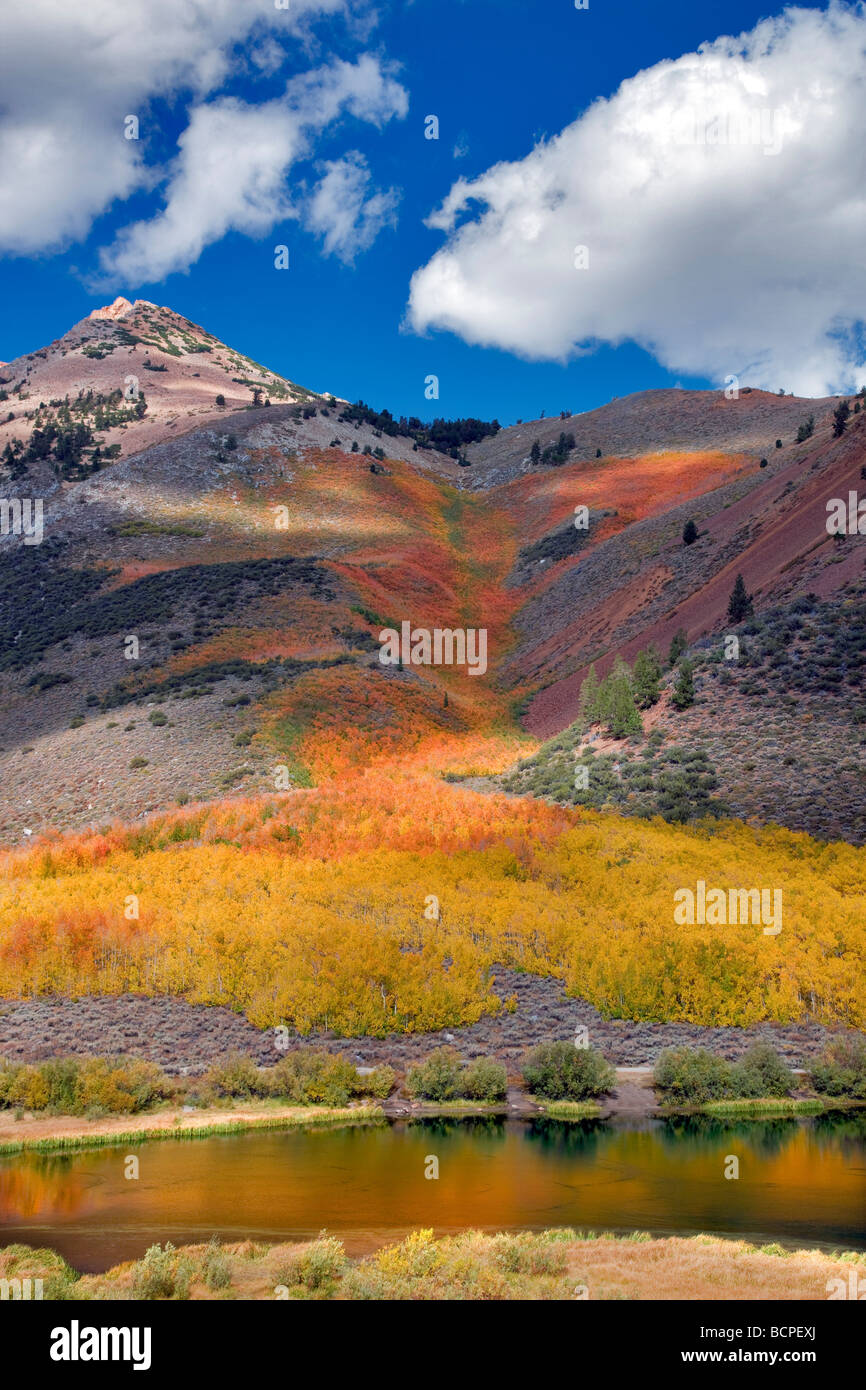 North Lake mit Wolkenmuster über Berge und Herbstfarben Inyo National Forest Eastern Sierra California Stockfoto