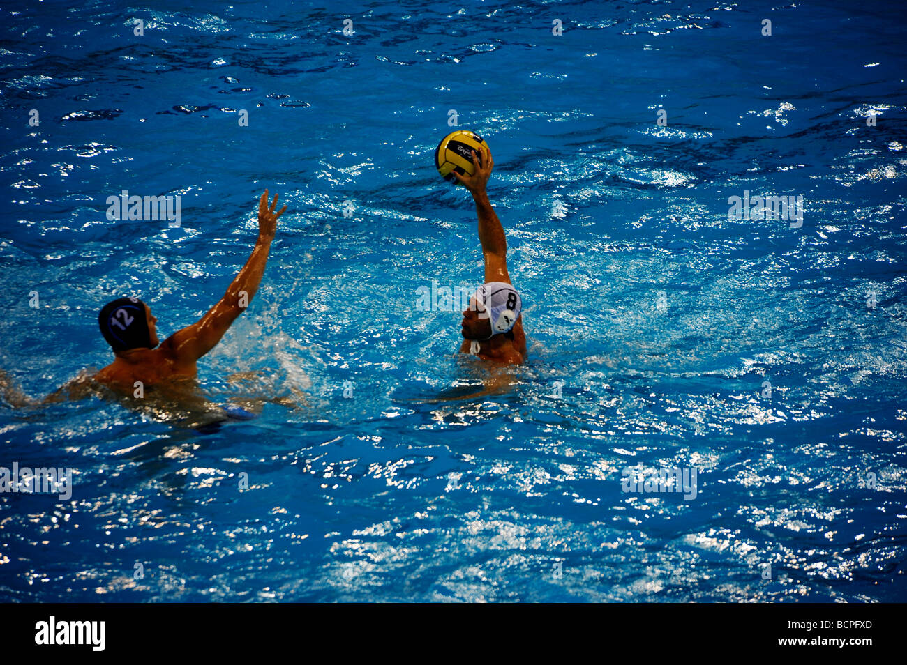 Wasserball-Wettbewerb statt, in dem Cube, 2008 Beijing Olympischen Spiele, Peking, China Stockfoto