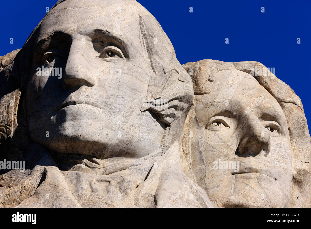Mount Rushmore - George Washington und Thomas Jefferson Stockfoto