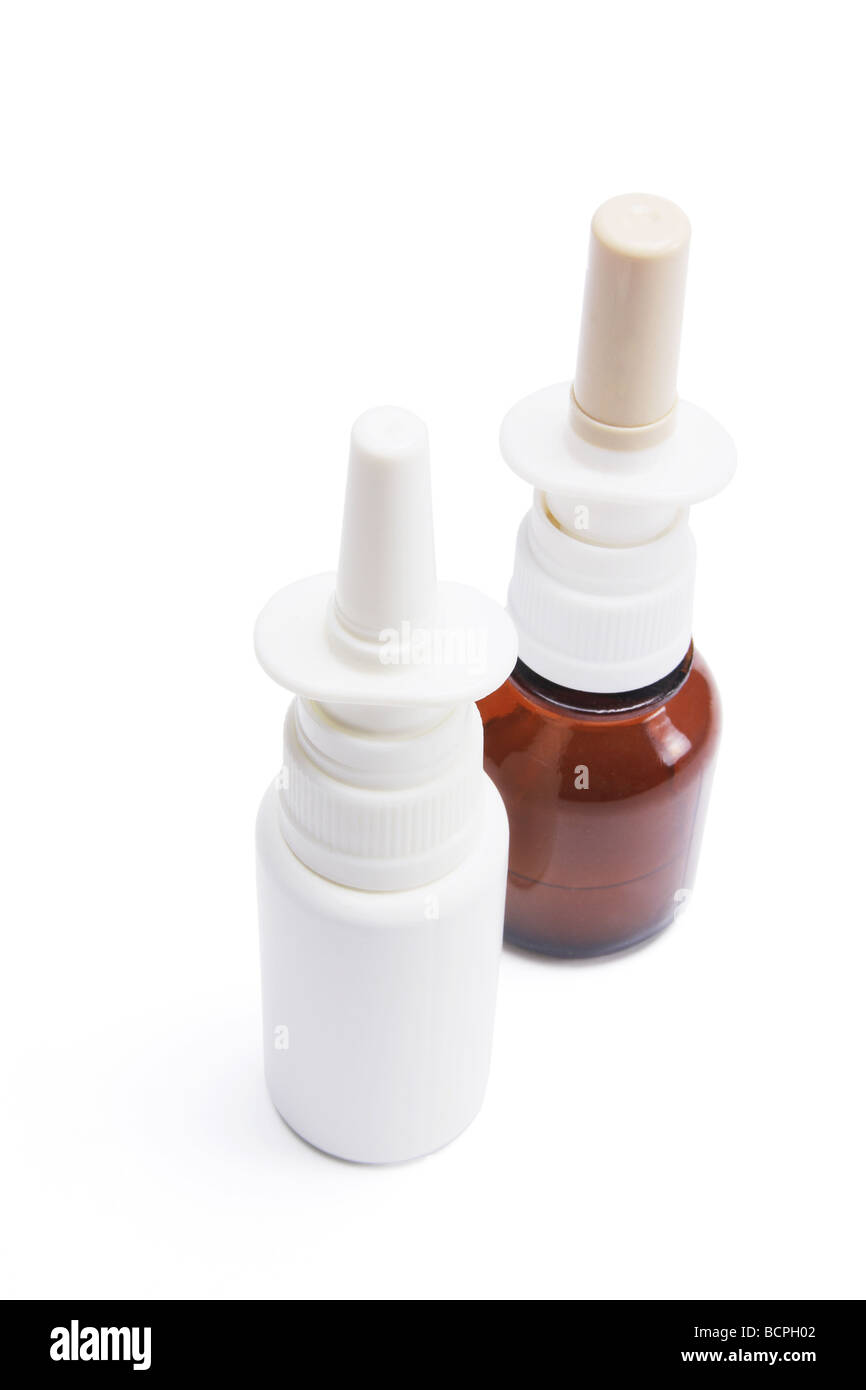 Flaschen von Nasenspray Stockfoto