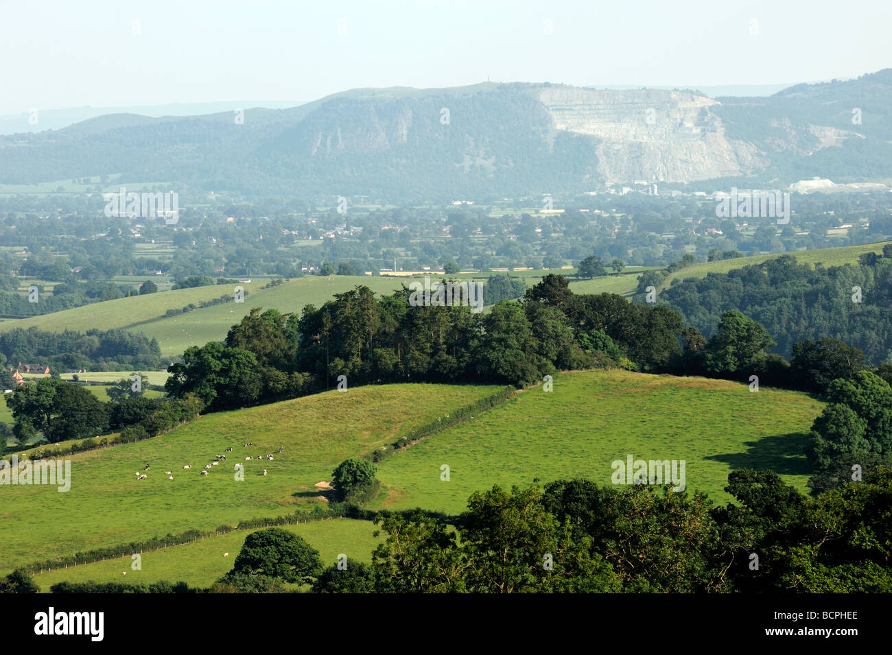 Blick vom in der Nähe von Nantmawr in Richtung Llanymynech Hill Shropshire Grenzen Stockfoto