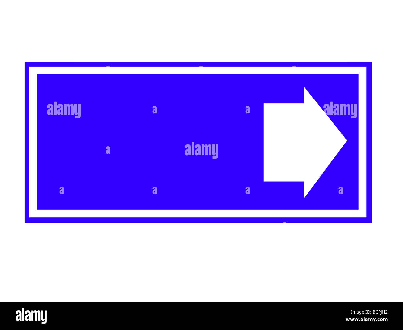 Blaue gerichteten Verkehrszeichen isolierten auf weißen Hintergrund Stockfoto