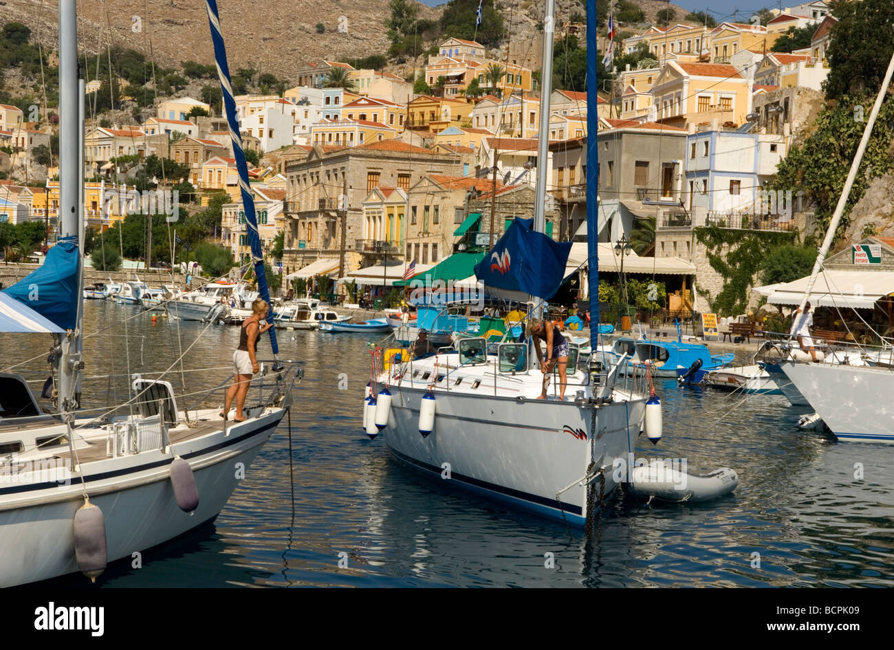 Boote im Hafen der griechischen Insel Stockfoto