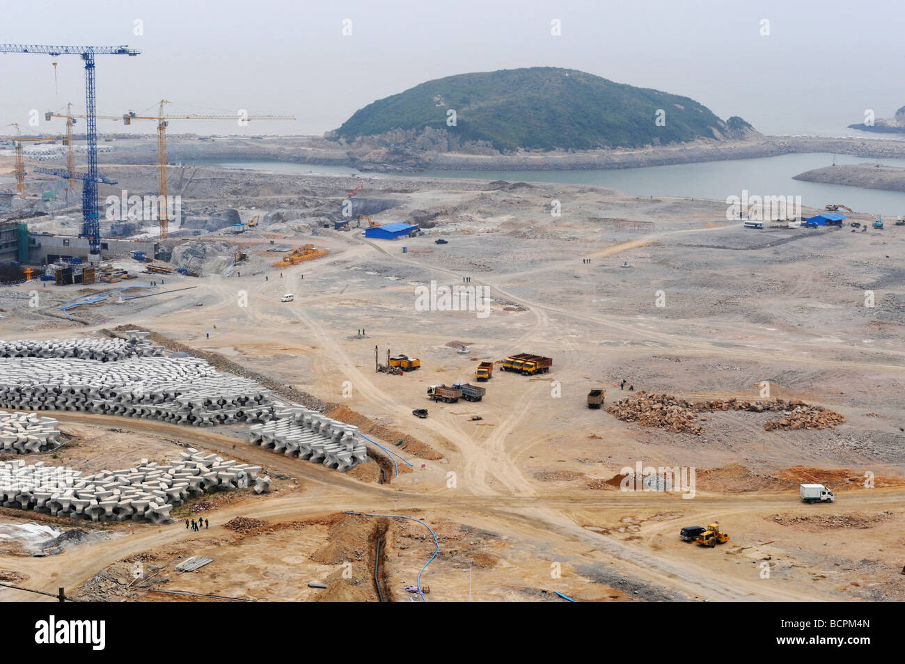 Einen neuen Ozean-Port unter Konstruktion, Fuding City, Provinz Fujian, China Stockfoto