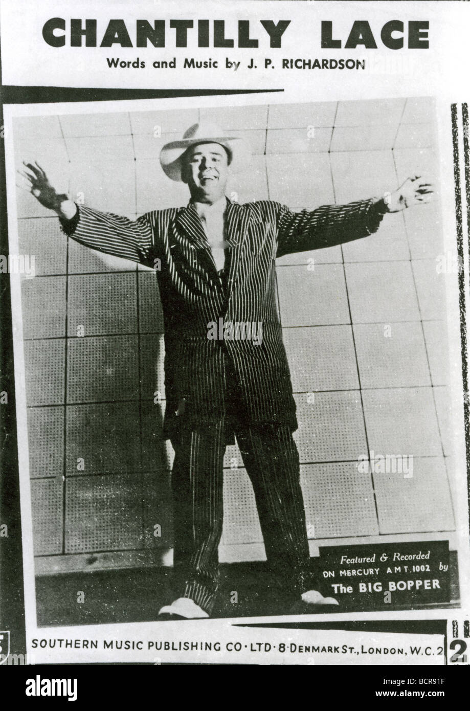 DIE BIG BOPPER - Jiles Perry Richardson.  UK-Noten für die amerikanische Pop-Sängerin s big hit im Jahr 1958 Stockfoto