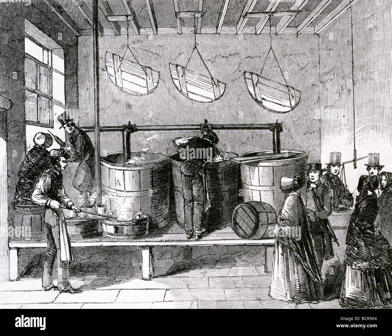 IRISCHE HUNGERSNOT der 1840er Jahre britische Regierung legt endlich Suppenküchen für die Hungernden Bauern Stockfoto