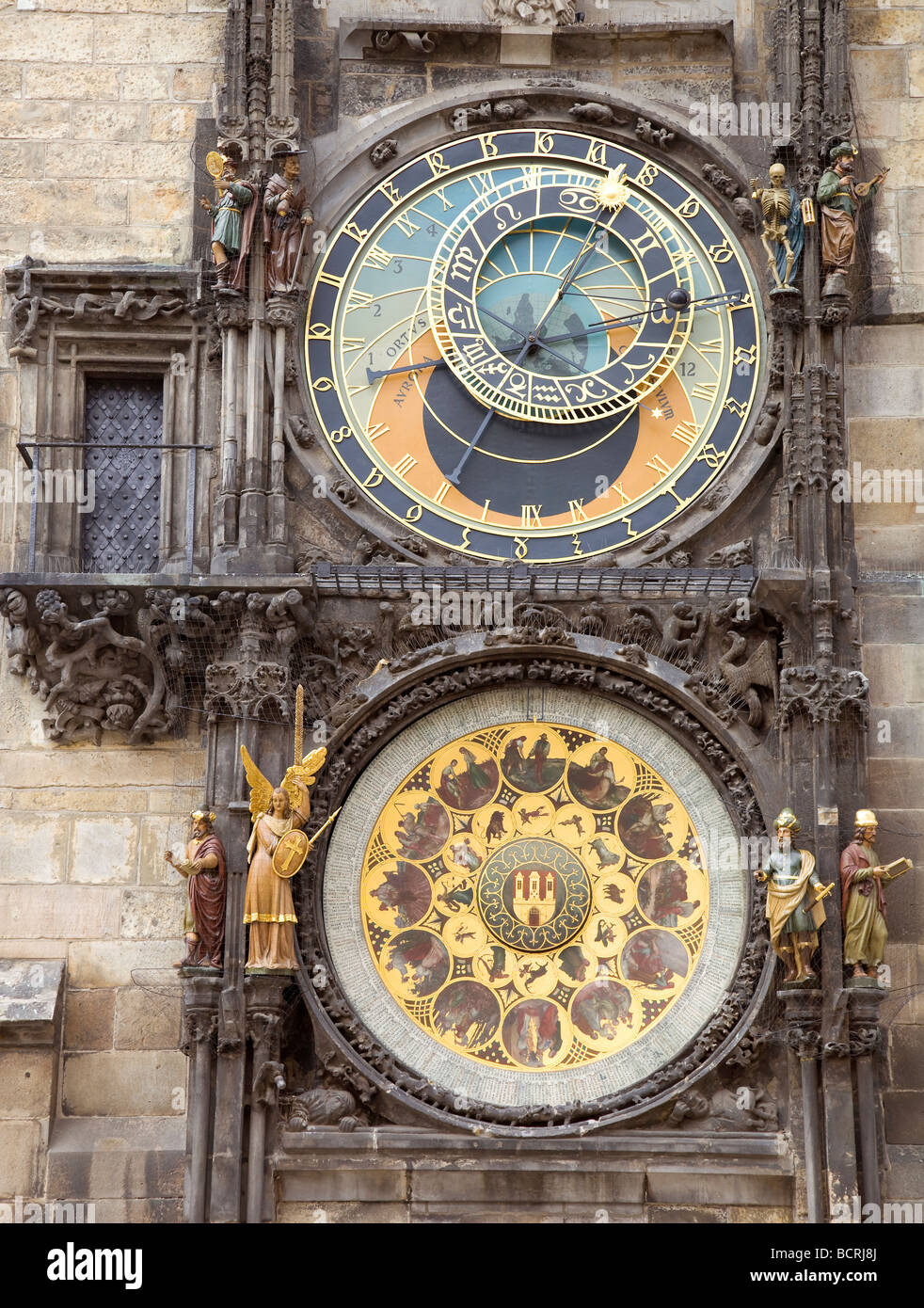Der Prager Orloj oder Prager Orloj ist eine mittelalterliche astronomische Uhr befindet sich in Prag, Tschechien. Stockfoto