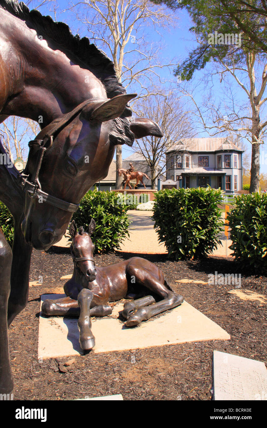 Stute und Fohlen Skulptur Kentucky Horse Park Lexington Kentucky Stockfoto