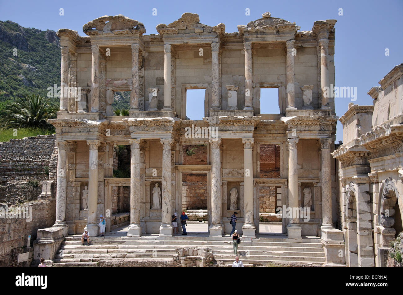 Die Celsus-Bibliothek, die antike Stadt Ephesus, Selcuk, Provinz Izmir, Republik Türkije Stockfoto