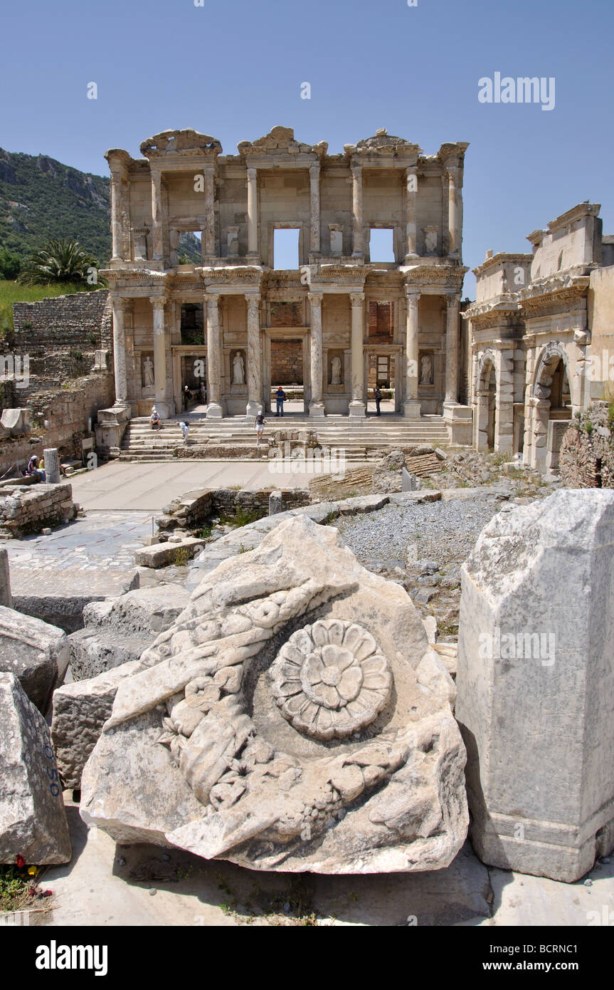Die Celsus-Bibliothek, die antike Stadt Ephesus, Selcuk, Provinz Izmir, Republik Türkije Stockfoto