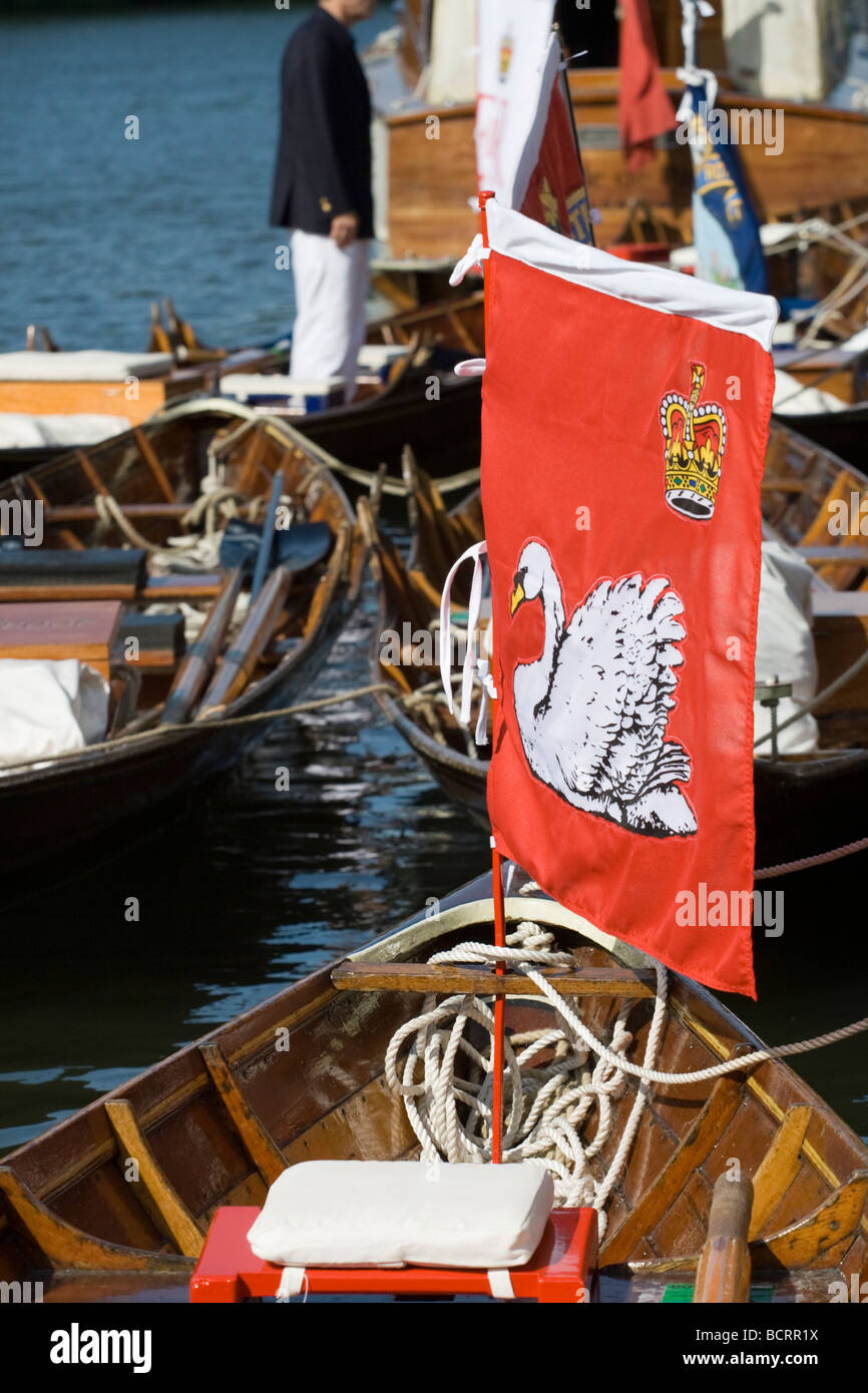 Die jährliche Swan Upping Zeremonie die Königin Elizabeth II besuchte Windsor England 20. Juli 2009 Stockfoto