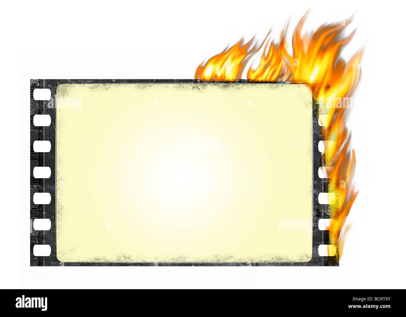 brennende Filmframe im Grunge-Stil - Platz für text Stockfoto
