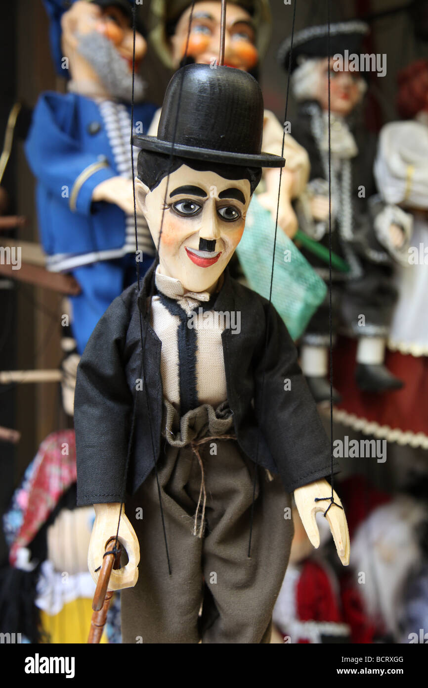 Charlie Chaplin Marionette Marionette zum Verkauf in einem Geschäft in Prag Tschechische Republik Stockfoto