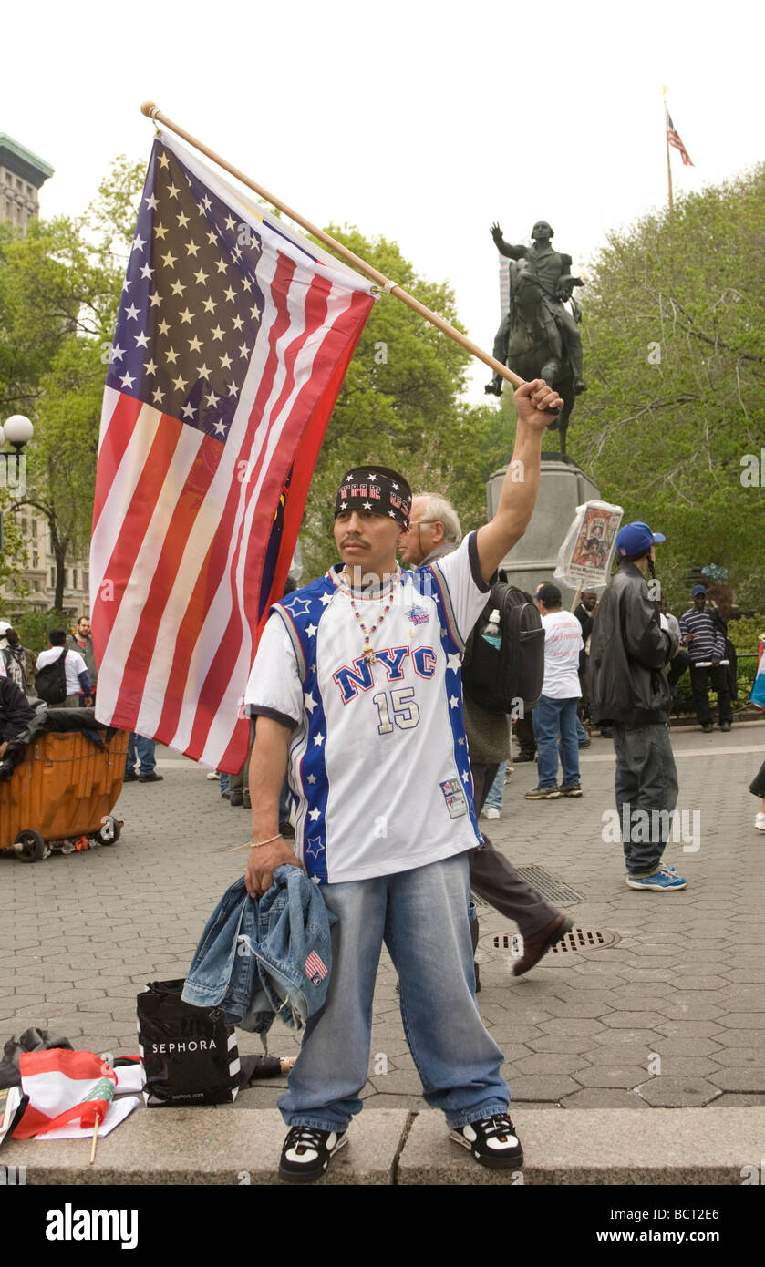 Maikundgebung 2009 für alle Arbeitnehmer und Rechte von undokumentierten am Union Square NYC Stockfoto