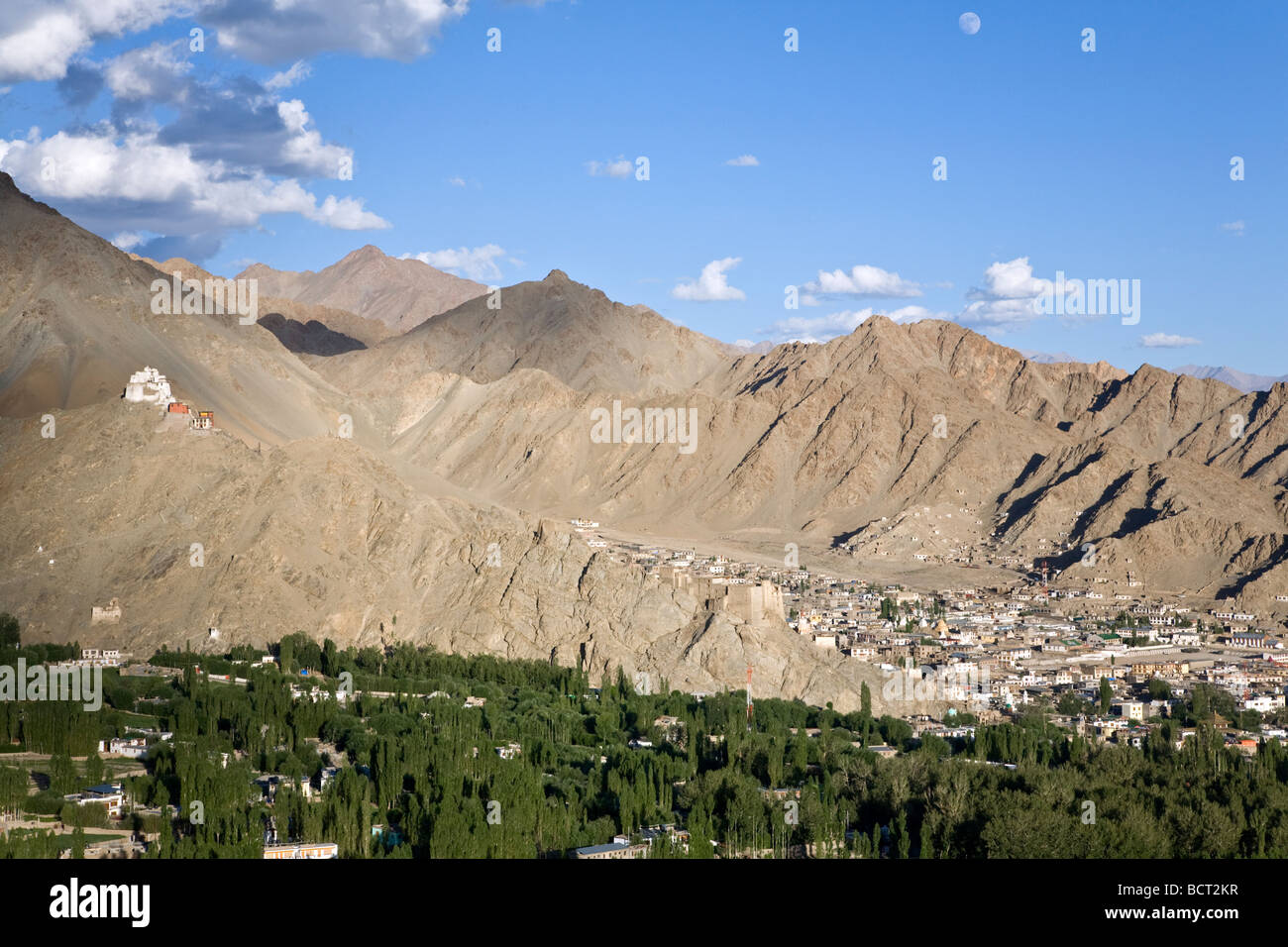 Leh Stadt und Namgyal Tsemos Gompa. Ladakh. Indien Stockfoto
