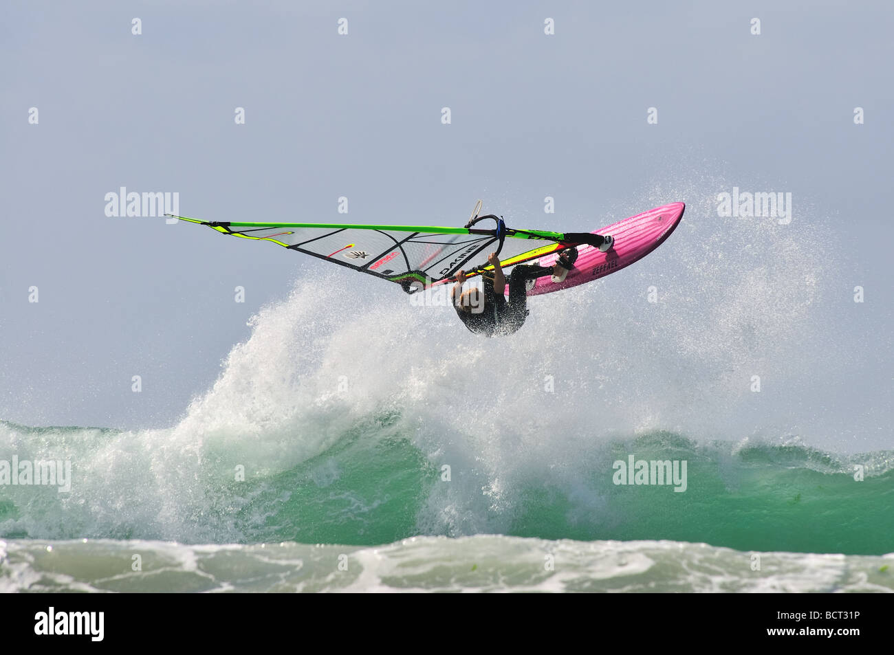 Session windsurf Bretagne Stockfoto