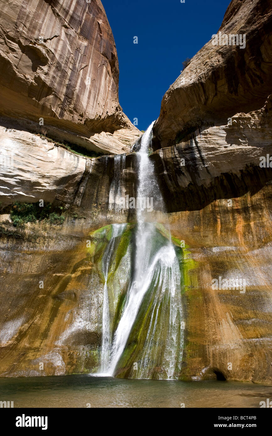 Calf Creek niedrigere Wasserfälle im Calf Creek State Park, Utah, Teil der Grand-Staircase Escalante National Monument. Stockfoto