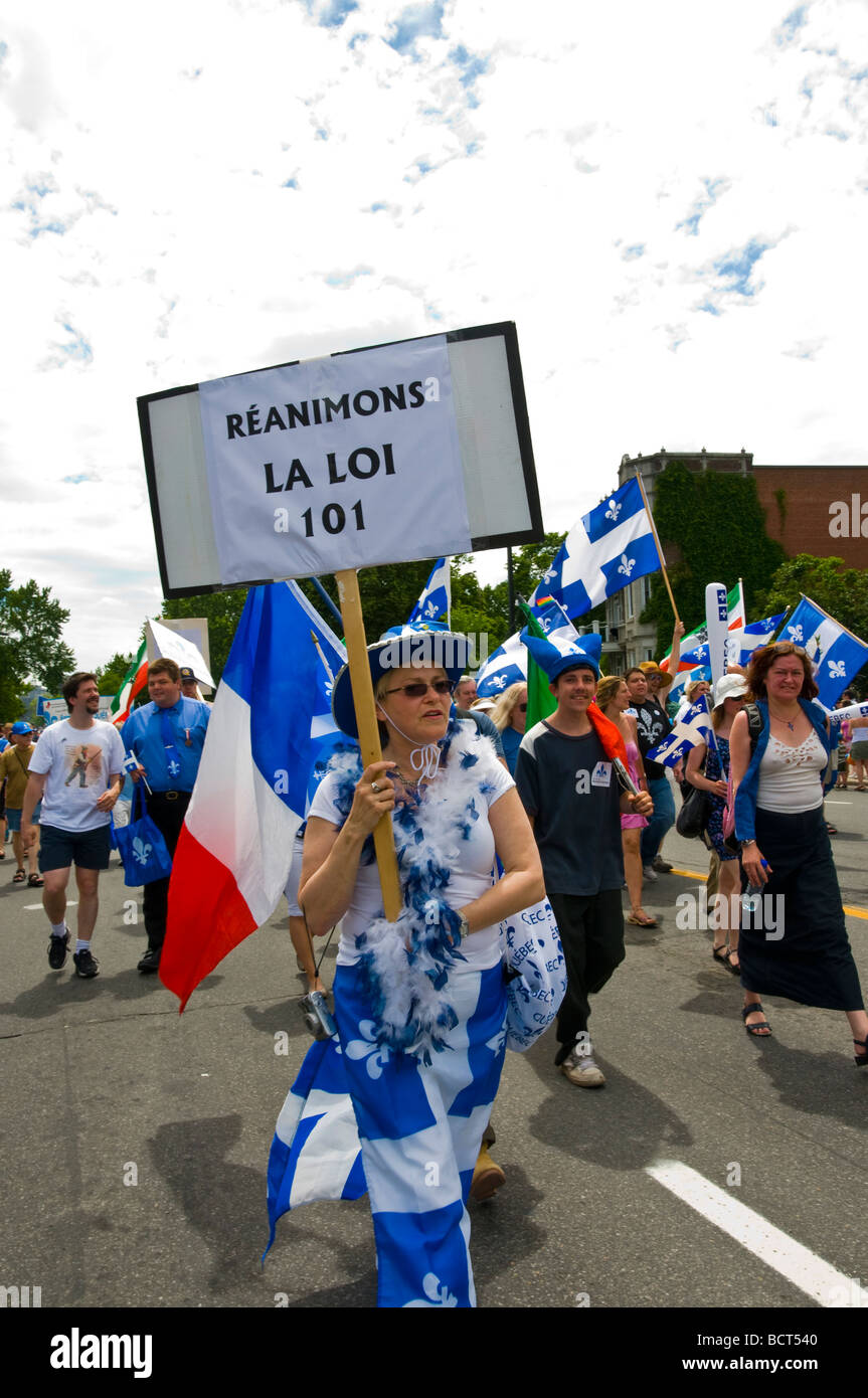 Fragen für die Wiederbelebung von Bill 101, die vorschreibt, dass französische Québec ist die einzige Amtssprache der Provinz Québec Stockfoto