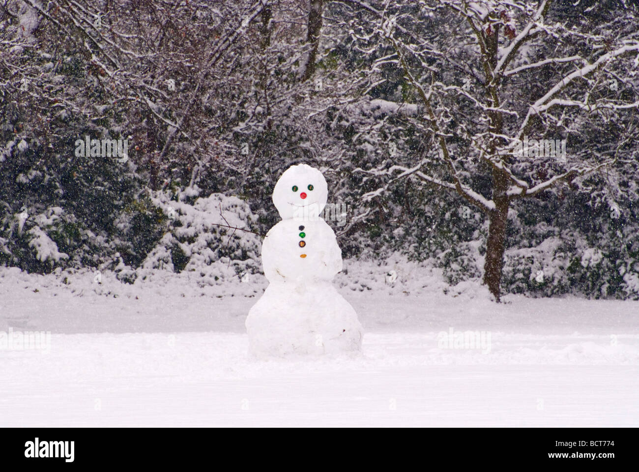 Happy Snowman in Oxford Stockfoto