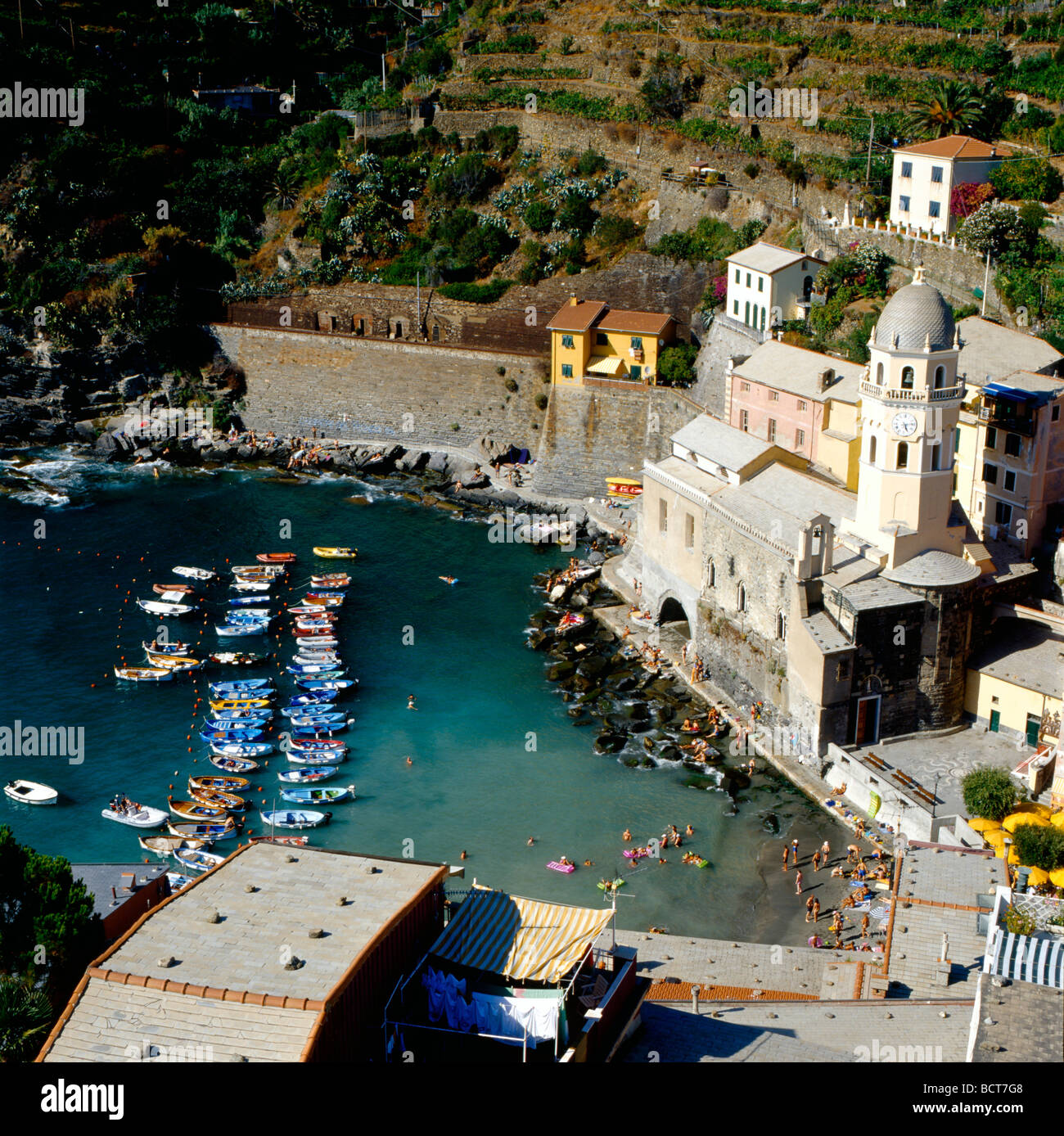 Italien, Ligurien, Cinque Terre, Vernazza. Stockfoto