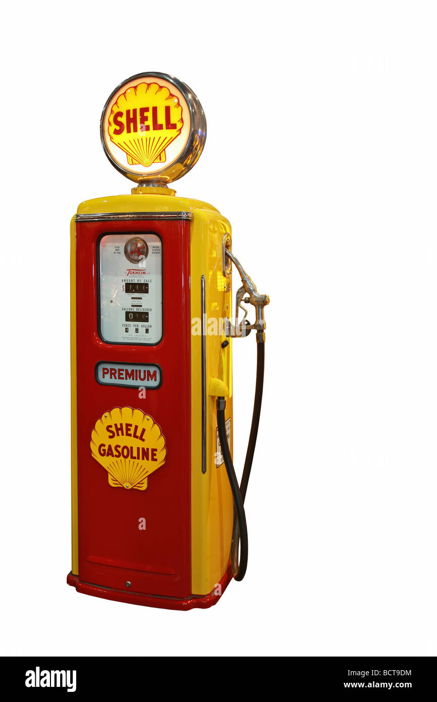 Tokheim Pumpstation der 50er Jahre, Shell, Premium Benzin Stockfoto