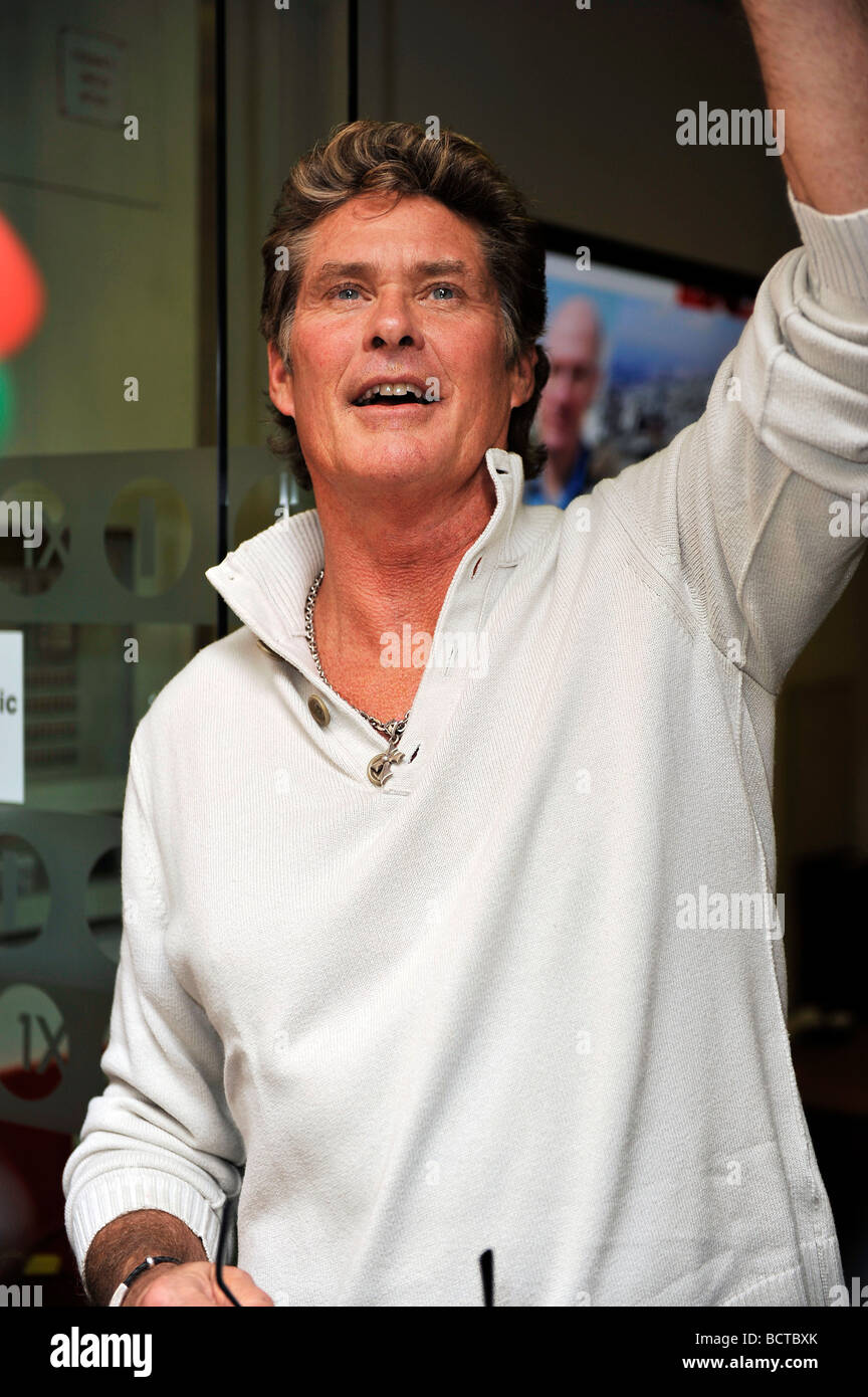 David Hasselhoff kommt in Radio 1 Studios in London Stockfoto