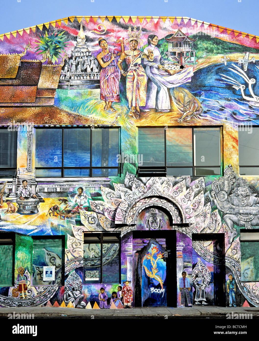 Haus in San Francisco, indische Symbole, Flower Power, Kalifornien, USA Stockfoto