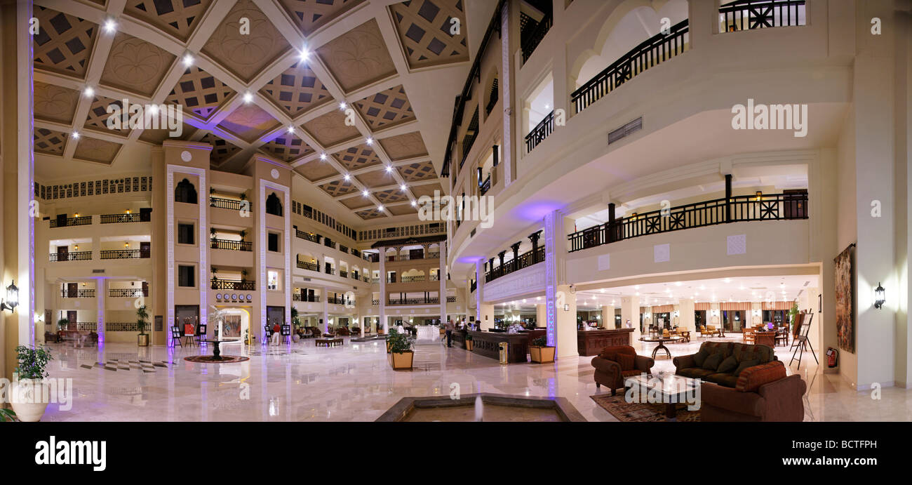 Panoramablick, Lobby des Steigenberger Al Dau Beach Resort, Hurhada, Ägypten, Rotes Meer, Afrika Stockfoto