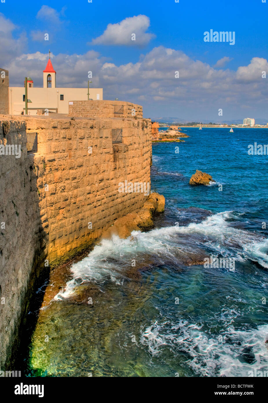 die historische Stadt am Mittelmeer von Akkon im Norden Israels Stockfoto