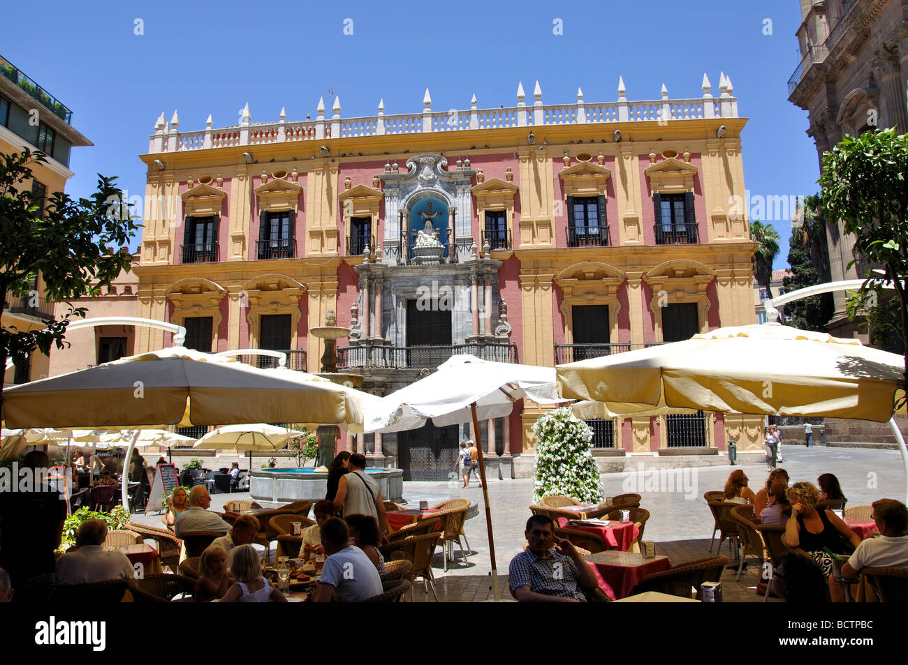 Plaza del Obispo, Malaga, Costa del Sol, Provinz Malaga, Andalusien, Spanien Stockfoto