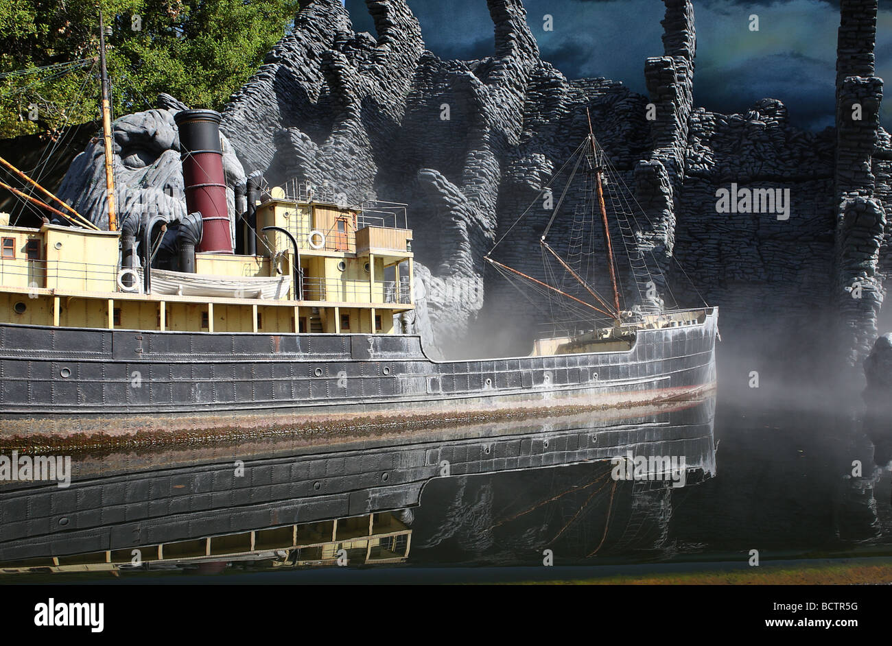 Modellschiff vom Filmset bei Universal Studios Kalifornien USA Stockfoto