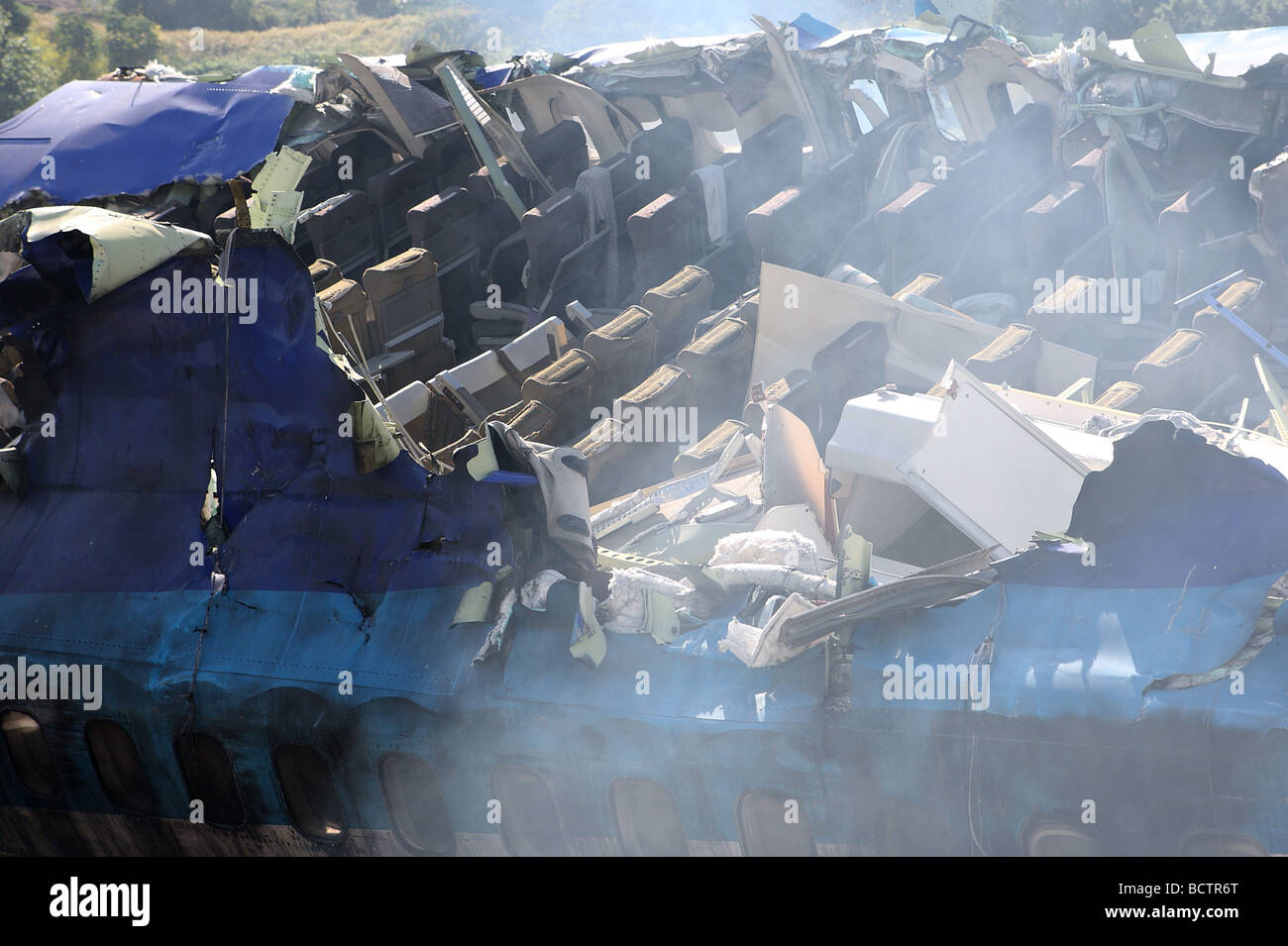 Abgestürztes Flugzeug aus Krieg der Welten-Film set Universal Studios Kalifornien USA Stockfoto