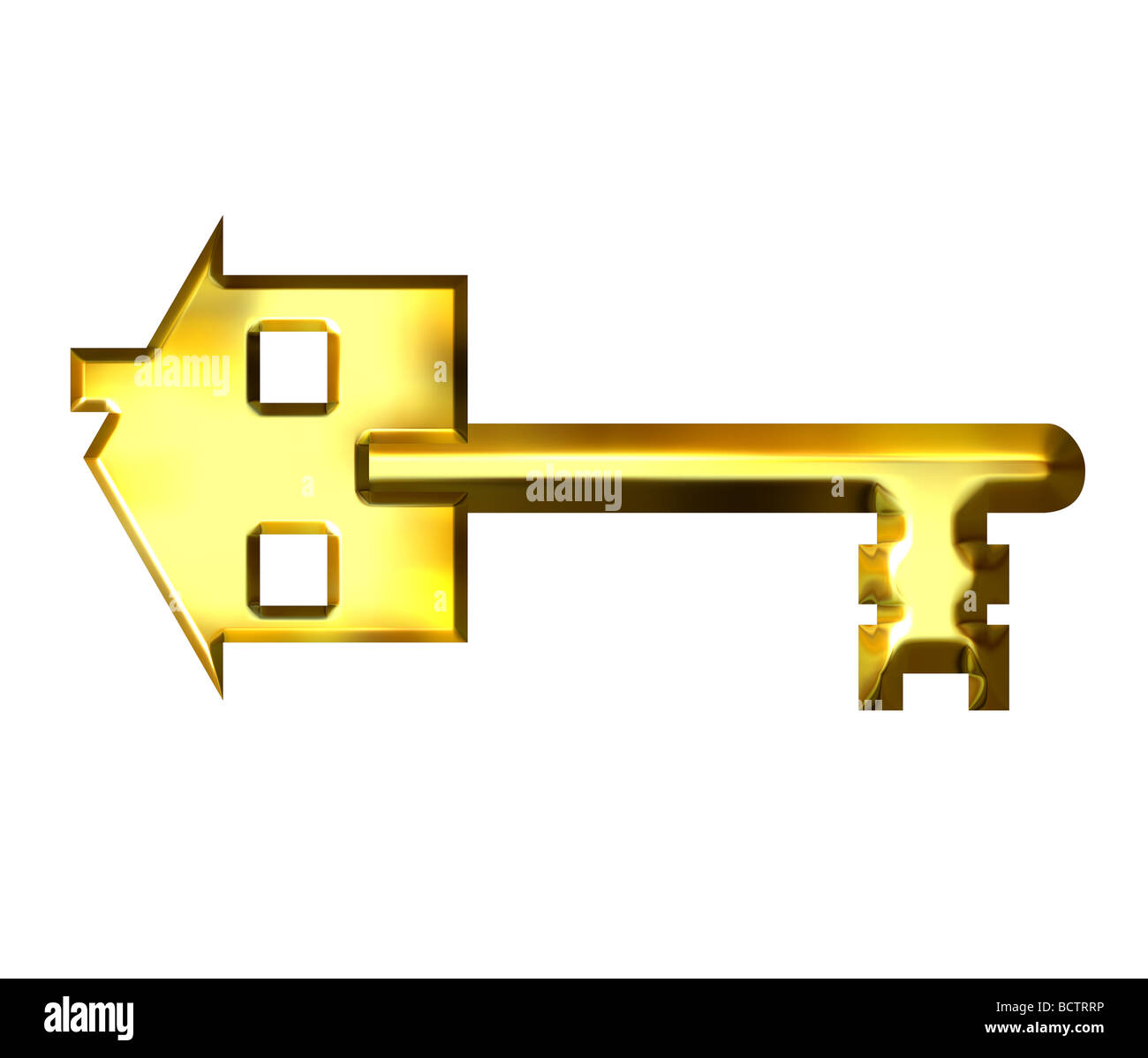 3D Haus Goldener Schlüssel Stockfoto