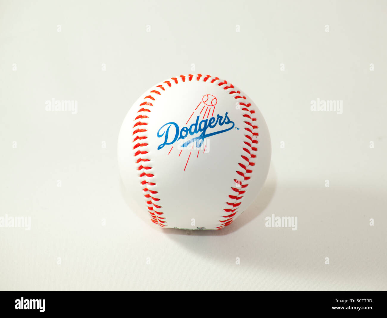 Dodgers Baseball auf weißem Hintergrund. Stockfoto