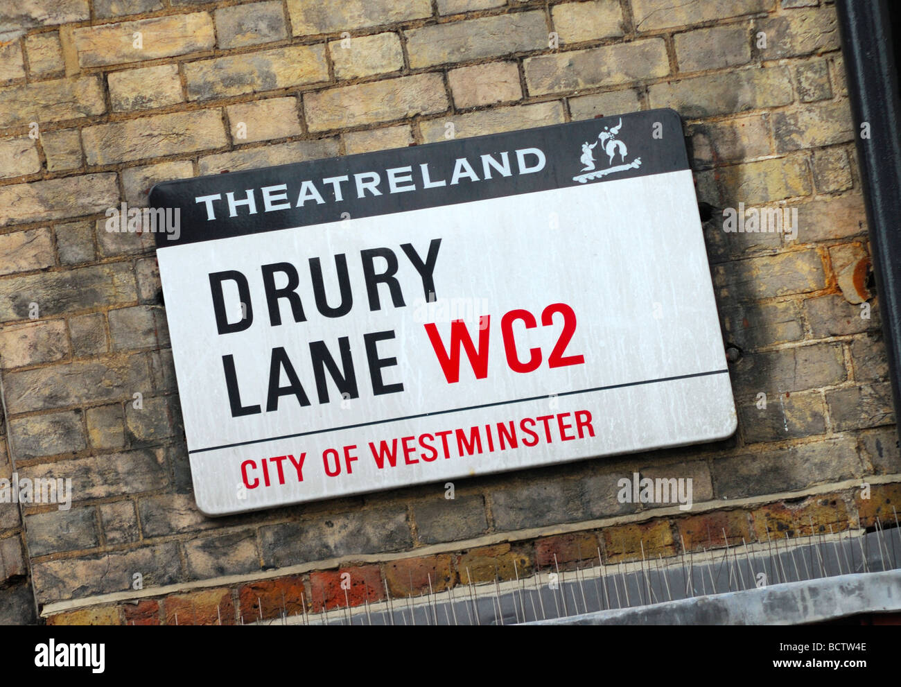Theatre Royal Drury Lane Straßenschild London England Großbritannien Juli 09 Stockfoto