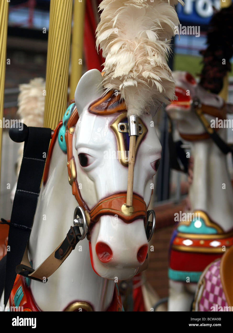 Ein Karussell-Pferd in Bridlington, North Yorkshire. Stockfoto