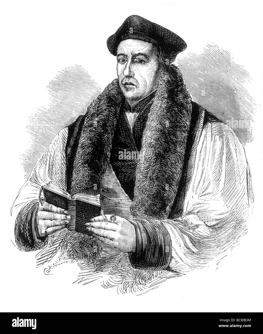 Porträt von Thomas Cranmer, Erzbischof von Canterbury während der Herrschaft von Heinrich VIII. aus dem Gemälde von Gerlach Porträt 1545 Stockfoto