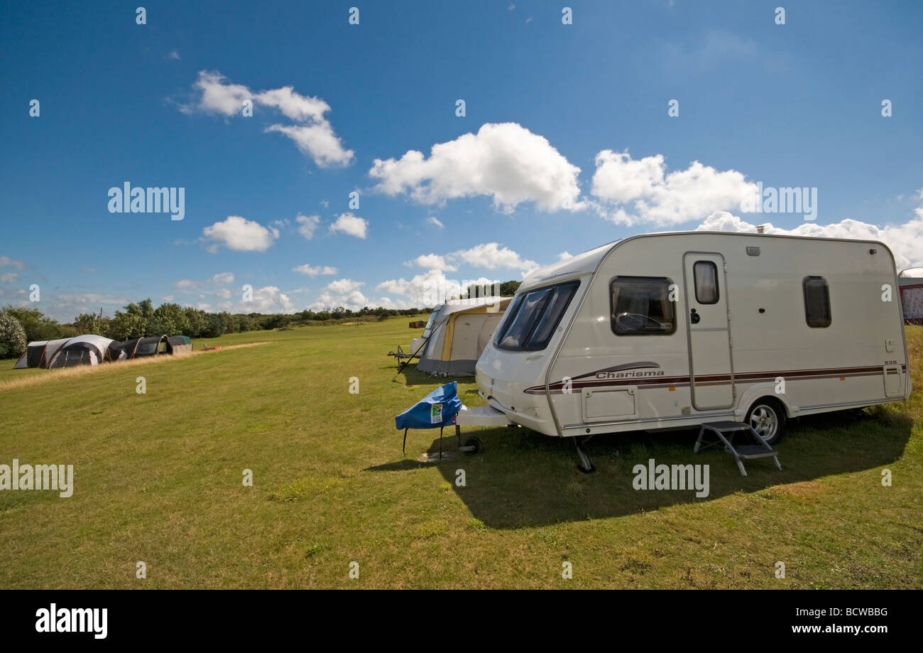 Wohnwagen Urlaub vor Ort in Cromer North Norfolk East Anglia England Stockfoto